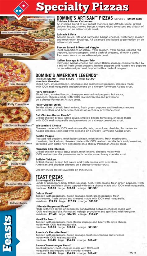 Domino's Pizza Menu and Price .